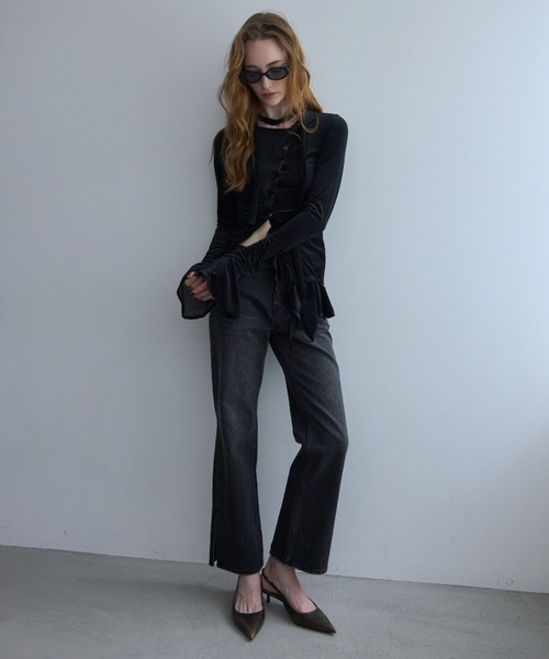 JOSE MOON(ジョゼムーン)の「SHEER VELOUR CHOKER TOPS/シアーベロアチョーカートップス(Tシャツ/カットソー・レディース・ブラック/ホワイト/ピンク・FREE)」の20枚目の写真