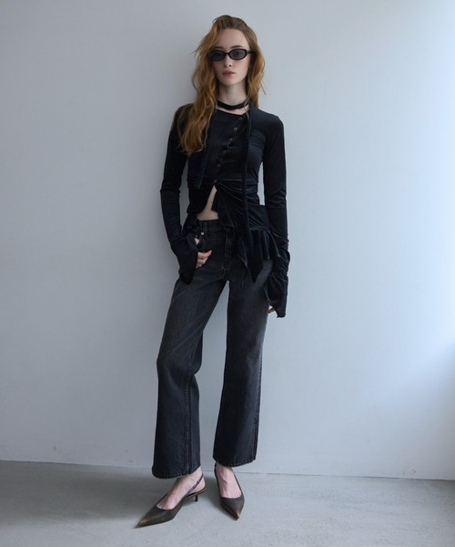 JOSE MOON(ジョゼムーン)の「SHEER VELOUR CHOKER TOPS/シアーベロアチョーカートップス(Tシャツ/カットソー・レディース・ブラック/ホワイト/ピンク・FREE)」の18枚目の写真
