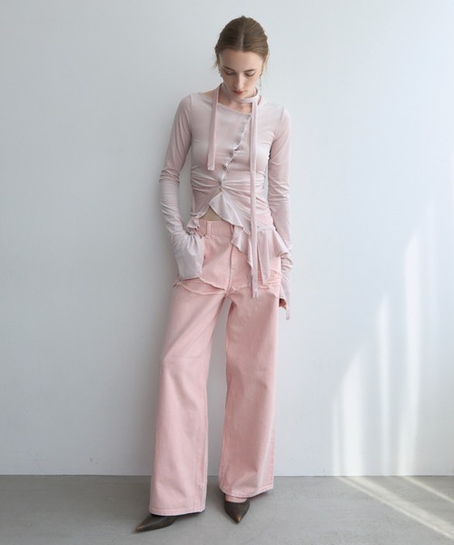 JOSE MOON(ジョゼムーン)の「SHEER VELOUR CHOKER TOPS/シアーベロアチョーカートップス(Tシャツ/カットソー・レディース・ブラック/ホワイト/ピンク・FREE)」の11枚目の写真