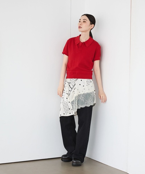 JEANASIS（ジーナシス）の「【FAITH MILLS×JEANASIS】ポロシャツSS/1068914（ポロシャツ・レディース・ネイビー/オートミール/レッド・FREE）」の4枚目の写真