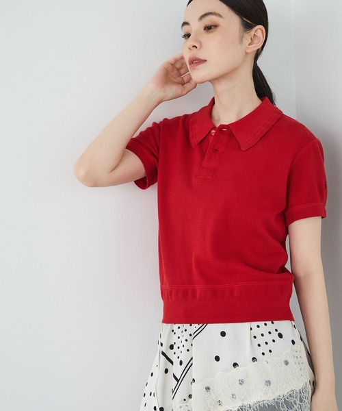 JEANASIS（ジーナシス）の「【FAITH MILLS×JEANASIS】ポロシャツSS/1068914（ポロシャツ・レディース・ネイビー/オートミール/レッド・FREE）」の6枚目の写真