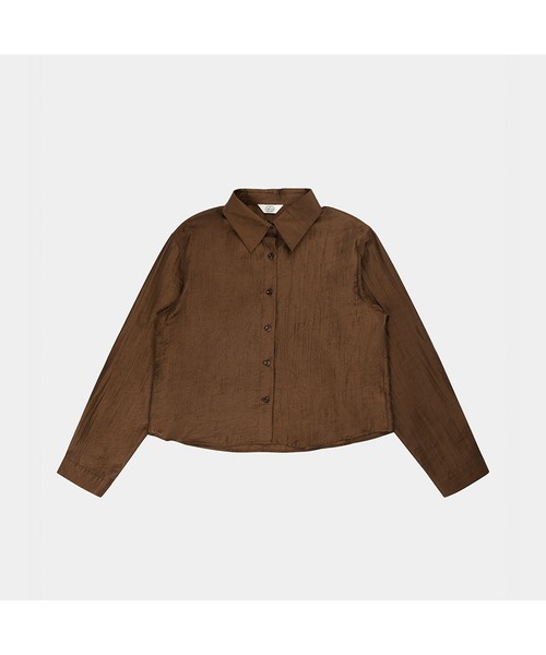 PIGMENT（ピグメント）の「シルキームードクロップブラウス (KYNB2607101)（シャツ/ブラウス・レディース・スカイブルー/ブラウン/ホワイト・FREE）」の3枚目の写真