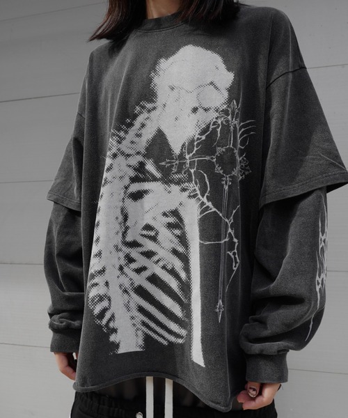 LOVE KILLER(ラブキラー)の「A'GEM/9 × .kom 『LOVE KILLER/ラブ キラー』スケルトンロゴレイヤードロングスリーブ(Tシャツ/カットソー・メンズ・ブラック・FREE)」の5枚目の写真