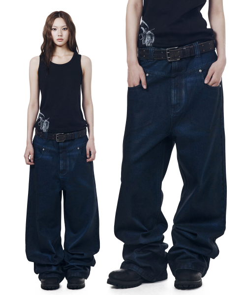AAKAM(アーカム)の「Glazed Wax Denim Pants (Indigo)(デニムパンツ・レディース・その他・1/2/0)」の1枚目の写真