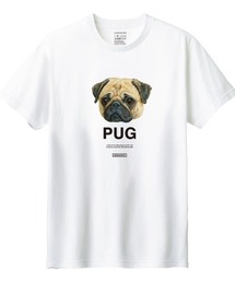 Moftique | Moftique(モフティック) 半袖Tシャツ パグ 犬 アニマル プリント 5.6オンス トップス カットソー メンズ ユニセックス(Tシャツ/カットソー)