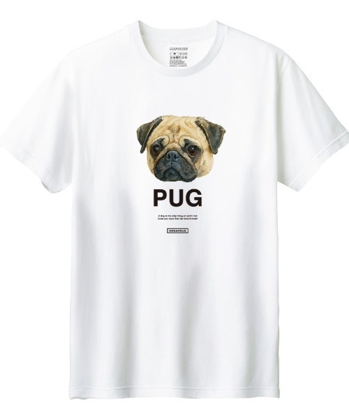 Moftique(モフティック)の「Moftique(モフティック) 半袖Tシャツ パグ 犬 アニマル プリント 5.6オンス トップス カットソー メンズ ユニセックス(Tシャツ/カットソー・メンズ・ホワイト/ブラック・S/M/L/XL/XS)」の1枚目の写真