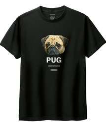 Moftique | Moftique(モフティック) 半袖Tシャツ パグ 犬 アニマル プリント 5.6オンス トップス カットソー メンズ ユニセックス(Tシャツ/カットソー)