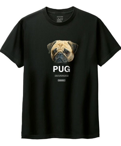 Moftique(モフティック)の「Moftique(モフティック) 半袖Tシャツ パグ 犬 アニマル プリント 5.6オンス トップス カットソー メンズ ユニセックス(Tシャツ/カットソー・メンズ・ホワイト/ブラック・S/M/L/XL/XS)」の2枚目の写真