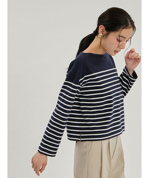 Mila Owen(ミラオーウェン)の「ボートネックパネルボーダー(Tシャツ/カットソー・レディース・ネイビー/レッド/ライトブルー/ブラック・F)」の14枚目の写真