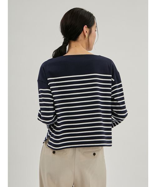 Mila Owen(ミラオーウェン)の「ボートネックパネルボーダー(Tシャツ/カットソー・レディース・ネイビー/レッド/ライトブルー/ブラック・F)」の6枚目の写真