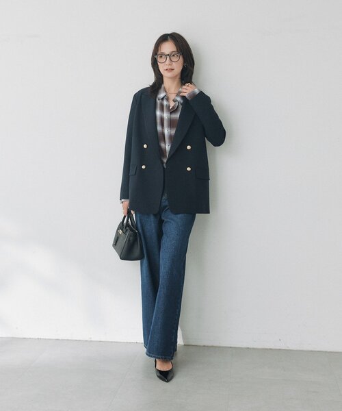 RIVE DROITE(リヴドロワ)の「ドレーピーチェックドロストシャツ(秋服/オンブレチェック)(シャツ/ブラウス・レディース・ベージュ/ブラック/ブラウン・FREE)」の13枚目の写真