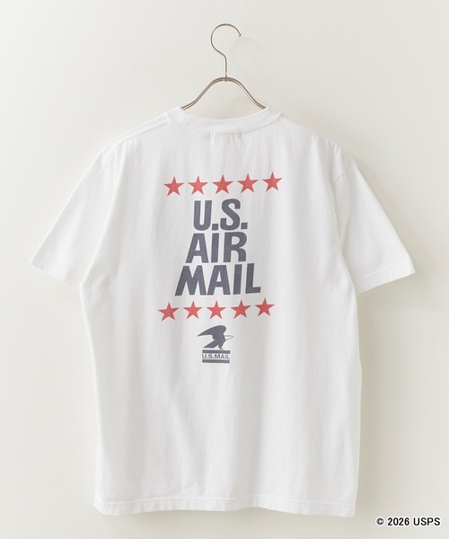 GOOD ROCK SPEED(グッドロックスピード)の「GOOD ROCK SPEED/グッドロックスピード U.S. Air Mail プリントデザイン 丸胴 クルーネックTシャツ 2026年 夏 夏服(Tシャツ/カットソー・メンズ・ホワイト・L)」の2枚目の写真