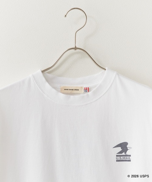 GOOD ROCK SPEED(グッドロックスピード)の「GOOD ROCK SPEED/グッドロックスピード U.S. Air Mail プリントデザイン 丸胴 クルーネックTシャツ 2026年 夏 夏服(Tシャツ/カットソー・メンズ・ホワイト・L)」の3枚目の写真