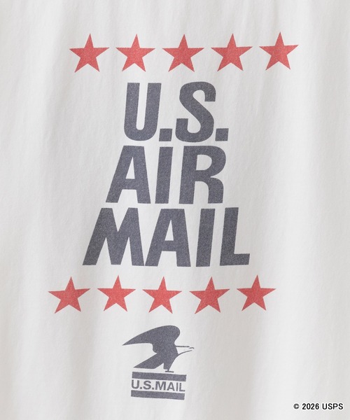 GOOD ROCK SPEED(グッドロックスピード)の「GOOD ROCK SPEED/グッドロックスピード U.S. Air Mail プリントデザイン 丸胴 クルーネックTシャツ 2026年 夏 夏服(Tシャツ/カットソー・メンズ・ホワイト・L)」の7枚目の写真