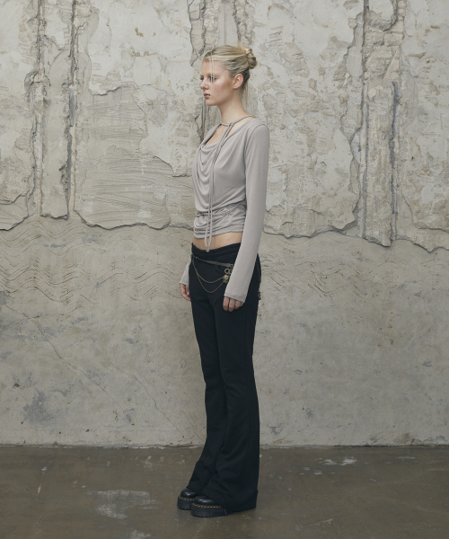 VOONT（ブント）の「Drape Strap Tie Long Sleeve (BEIGE)（Tシャツ/カットソー・レディース・Beige・OS）」の3枚目の写真