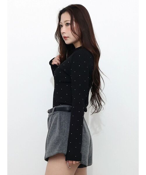 MERCURYDUO(マーキュリーデュオ)の「ホットフィックスボトルネックニット(ニット/セーター・レディース・イエロー/ピンク/ブラック・FREE)」の6枚目の写真