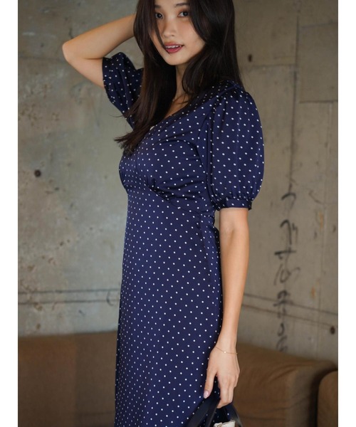 BLUE×PALANG(ブルーパラン)の「V-NECK DOT DRESS(ワンピース・レディース・ブルー/ネイビー・M/S)」の3枚目の写真