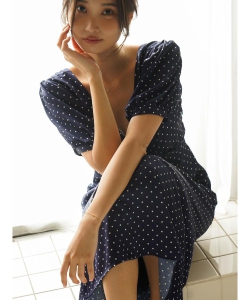 BLUE×PALANG(ブルーパラン)の「V-NECK DOT DRESS(ワンピース・レディース・ブルー/ネイビー・M/S)」の9枚目の写真