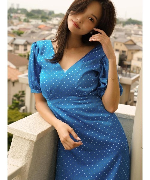 BLUE×PALANG(ブルーパラン)の「V-NECK DOT DRESS(ワンピース・レディース・ブルー/ネイビー・M/S)」の14枚目の写真