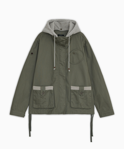 OHESHIO(オヘシオ)の「ラウンドポケット フィッシュテールジャケット、カーキ(ミリタリージャケット・レディース・その他・FREE)」の2枚目の写真