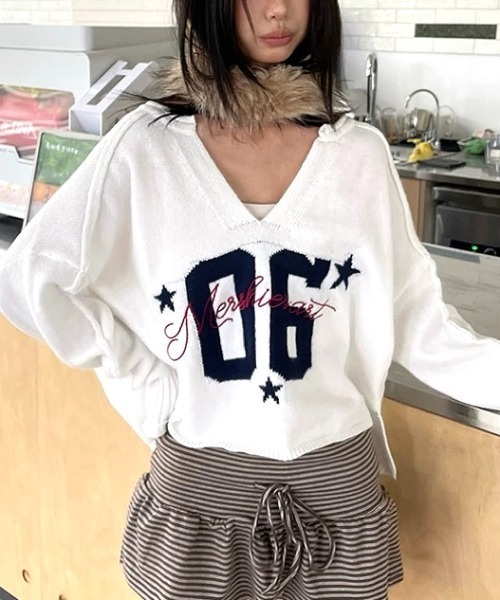 SHEENA(シーナ)の「ナンバリングロゴスキッパーニットトップス(ニット/セーター・レディース・ホワイト/グレー・M)」の17枚目の写真