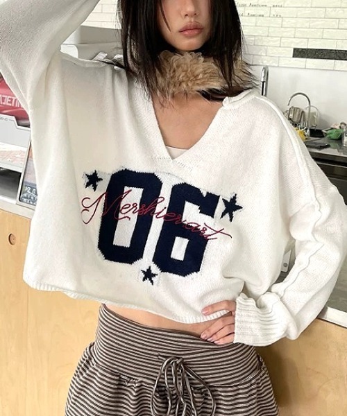 SHEENA(シーナ)の「ナンバリングロゴスキッパーニットトップス(ニット/セーター・レディース・ホワイト/グレー・M)」の20枚目の写真