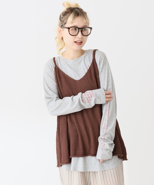 HEART MARKET（ハートマーケット）の「袖プリントクルーインナー（Tシャツ/カットソー・レディース・ホワイト/グレー/ブラック系1/ブラック系2・FREE）」の4枚目の写真