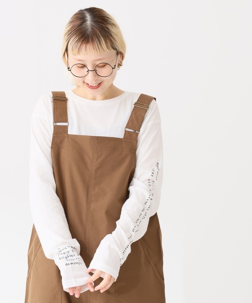 HEART MARKET（ハートマーケット）の「袖プリントクルーインナー（Tシャツ/カットソー・レディース・ホワイト/グレー/ブラック系1/ブラック系2・FREE）」の2枚目の写真