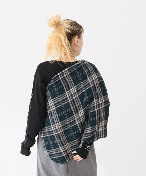 HEART MARKET（ハートマーケット）の「袖プリントクルーインナー（Tシャツ/カットソー・レディース・ホワイト/グレー/ブラック系1/ブラック系2・FREE）」の6枚目の写真