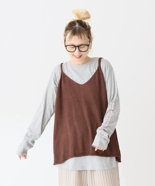HEART MARKET（ハートマーケット）の「袖プリントクルーインナー（Tシャツ/カットソー・レディース・ホワイト/グレー/ブラック系1/ブラック系2・FREE）」の18枚目の写真
