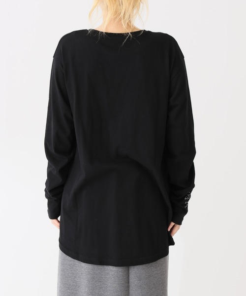 HEART MARKET（ハートマーケット）の「袖プリントクルーインナー（Tシャツ/カットソー・レディース・ホワイト/グレー/ブラック系1/ブラック系2・FREE）」の14枚目の写真
