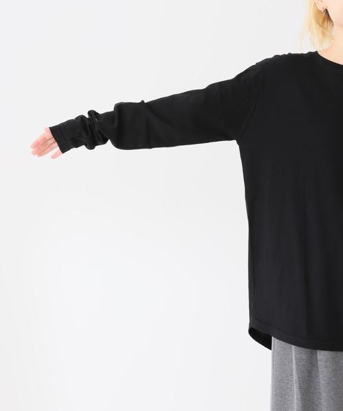 HEART MARKET（ハートマーケット）の「袖プリントクルーインナー（Tシャツ/カットソー・レディース・ホワイト/グレー/ブラック系1/ブラック系2・FREE）」の15枚目の写真