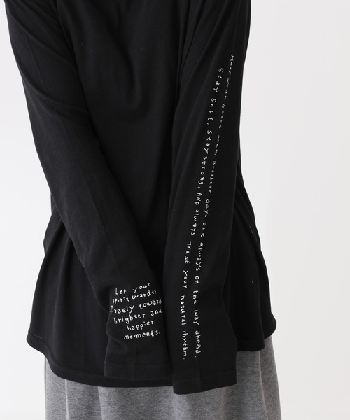 HEART MARKET（ハートマーケット）の「袖プリントクルーインナー（Tシャツ/カットソー・レディース・ホワイト/グレー/ブラック系1/ブラック系2・FREE）」の17枚目の写真