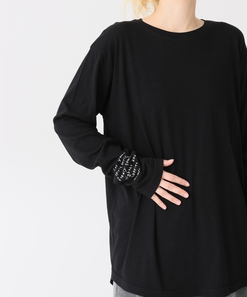 HEART MARKET（ハートマーケット）の「袖プリントクルーインナー（Tシャツ/カットソー・レディース・ホワイト/グレー/ブラック系1/ブラック系2・FREE）」の13枚目の写真