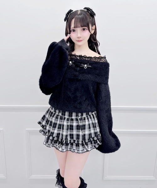 MA*RS(アメーバーマーズ)の「ハートボタンオフショルダーニット(ニット/セーター・レディース・ピンク/ブラック/ホワイト・FREE)」の10枚目の写真