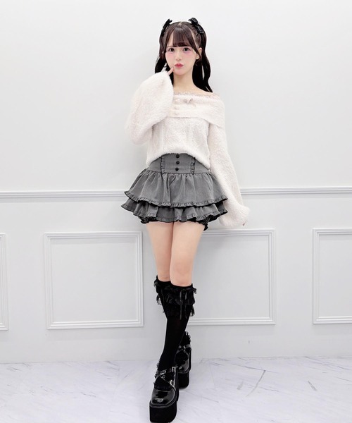 MA*RS(アメーバーマーズ)の「ハートボタンオフショルダーニット(ニット/セーター・レディース・ピンク/ブラック/ホワイト・FREE)」の15枚目の写真