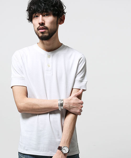 NANO universe（ナノユニバース）の「Anti Soaked (R)C/R ヘンリーT（Tシャツ/カットソー・メンズ・ホワイト/ネイビー/ブラック・MEDIUM/SMALL/LARGE/X-LARGE）」の2枚目の写真