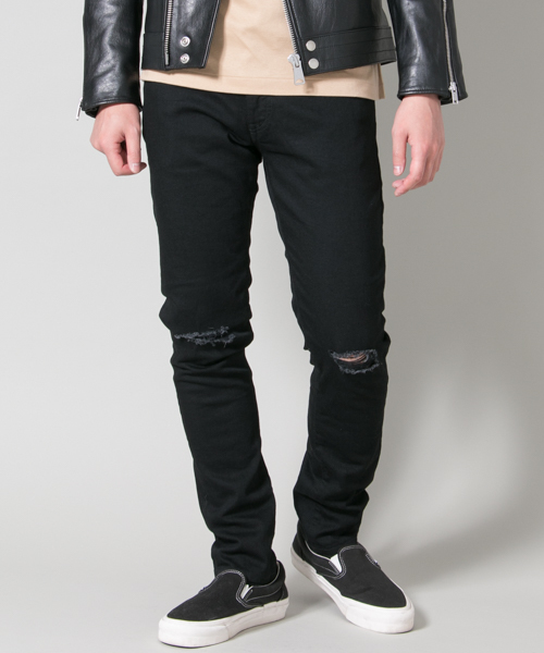 URBAN RESEARCH（アーバンリサーチ）の「URiD スキニーストレッチダメージデニム（デニムパンツ・メンズ・インディゴブルー/ブラック・SMALL/LARGE/MEDIUM）」の2枚目の写真