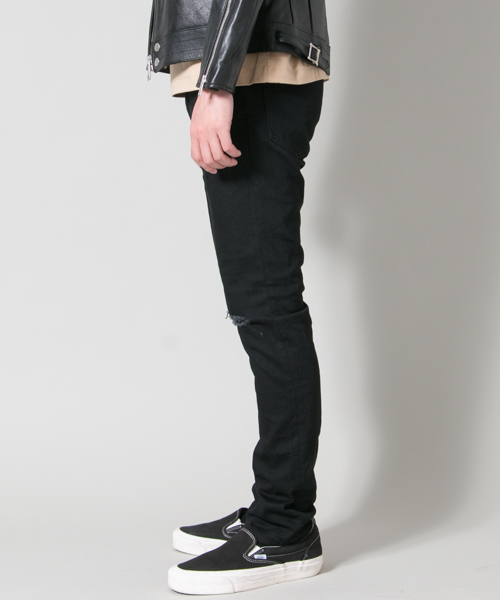 URBAN RESEARCH（アーバンリサーチ）の「URiD スキニーストレッチダメージデニム（デニムパンツ・メンズ・インディゴブルー/ブラック・SMALL/LARGE/MEDIUM）」の4枚目の写真