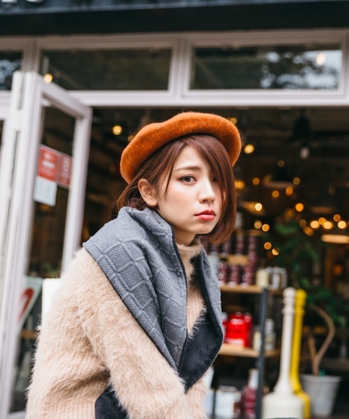 Bello(ベッロ)の「【Bello】MULTI COLOR WOOL BERET(ハンチング/ベレー帽)」|オレンジ