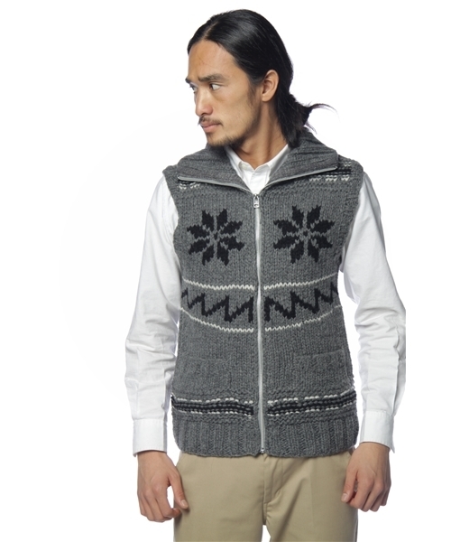 Lui's（ルイス）の「カウチンニットベスト（ニット/セーター・メンズ・オフホワイト/ブラック/グレー・SMALL/MEDIUM）」の3枚目の写真