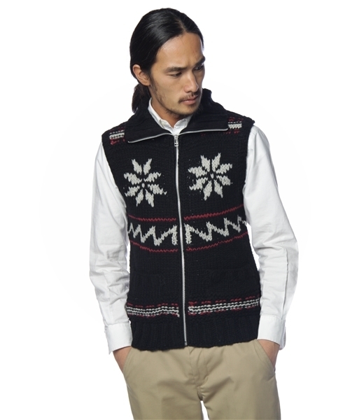 Lui's（ルイス）の「カウチンニットベスト（ニット/セーター・メンズ・オフホワイト/ブラック/グレー・SMALL/MEDIUM）」の2枚目の写真