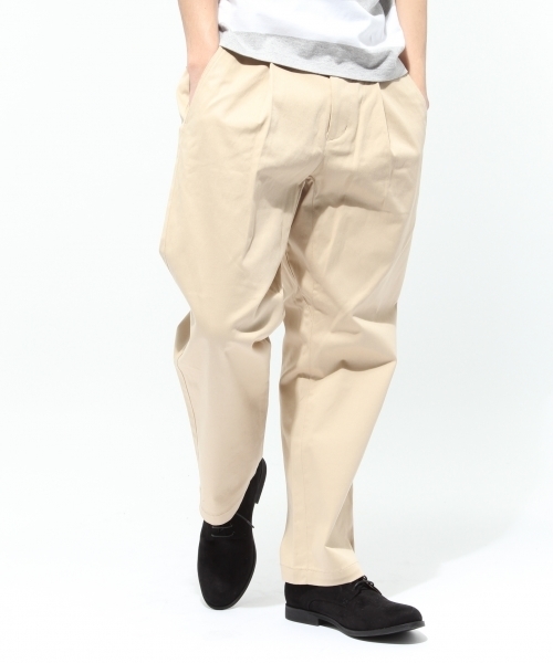 LAKOLE（ラコレ）の「【撥水防汚】ツイルワイドパンツ / LAKOLE（チノパンツ・メンズ・ブラック/オリーブ/ベージュ/ネイビー/ホワイト・SMALL/MEDIUM/LARGE）」の4枚目の写真