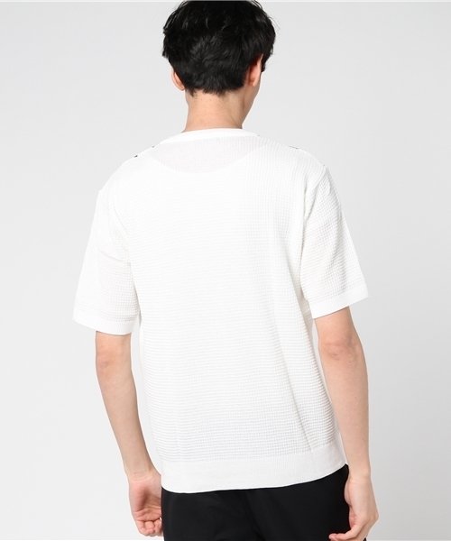 COMME CA ISM(コムサイズム)の「ストライプ柄半袖ニット(ニット/セーター・メンズ・ネイビー/ホワイト・LARGE/MEDIUM)」の4枚目の写真