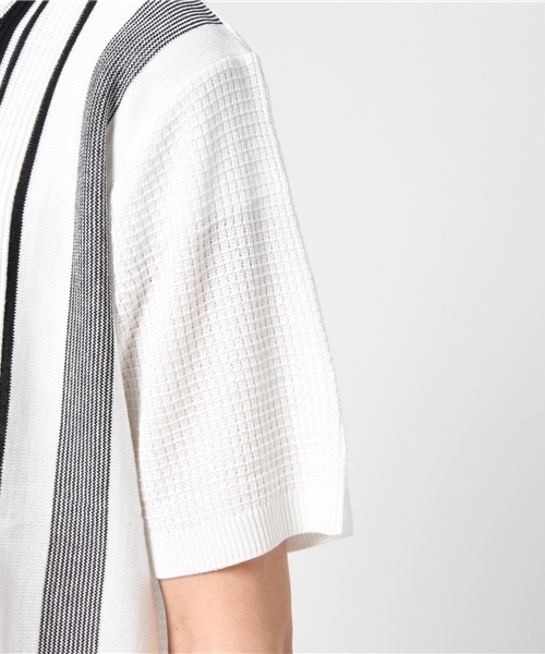 COMME CA ISM(コムサイズム)の「ストライプ柄半袖ニット(ニット/セーター・メンズ・ネイビー/ホワイト・LARGE/MEDIUM)」の6枚目の写真