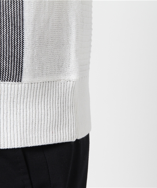 COMME CA ISM(コムサイズム)の「ストライプ柄半袖ニット(ニット/セーター・メンズ・ネイビー/ホワイト・LARGE/MEDIUM)」の7枚目の写真