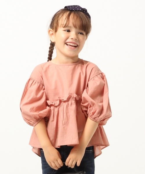 GLOBAL WORK（グローバルワーク）の「【キッズ】フハクギャザーキリカエ7分袖/762091（シャツ/ブラウス・キッズ・ピンク/ネイビー・SMALL/LARGE/MEDIUM/X-LARGE/XX-LARGE）」の2枚目の写真