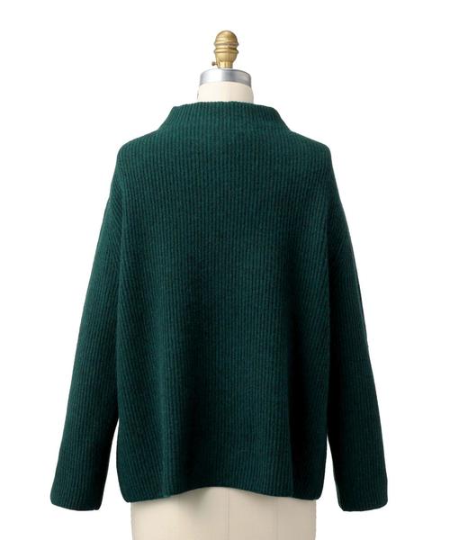 Drawer ドゥロワー アゼ ハイネックニット カシミヤ グリーン 畦編み Drawer ドゥロワー アゼ ハイネックニット カシミヤ グリーン 畦