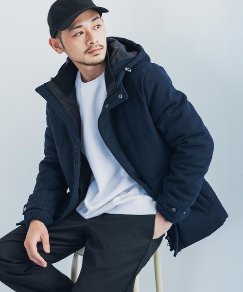 Rocky Monroe(ロッキーモンロー)の「ウール混メルトン ボリュームネック フードダウンジャケット(ダウンジャケット/コート・メンズ・ブラック/チャコール/ネイビー/グレー/キャメル/グレー系その他/ベージュ・L/M/S/XL/XXL)」の22枚目の写真