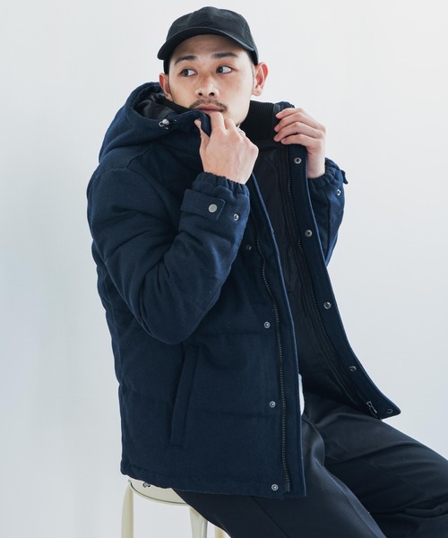 Rocky Monroe(ロッキーモンロー)の「ウール混メルトン ボリュームネック フードダウンジャケット(ダウンジャケット/コート・メンズ・ブラック/チャコール/ネイビー/グレー/キャメル/グレー系その他/ベージュ・L/M/S/XL/XXL)」の17枚目の写真